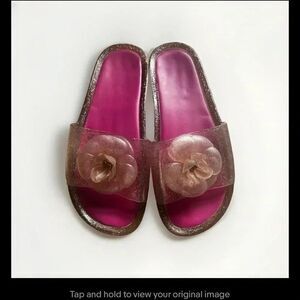 KATE SPADE Splash Glitter Jelly Flower Clear Pink Sandal Women’s Size‎ 7
